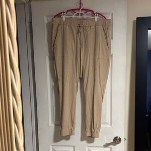 Tan cotton blend jogger pants
